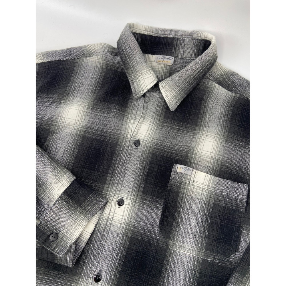 CalTop Flannel Shirt Mens 2XL Black Chicano Lowrider Streetwear USA Plaid Grunge